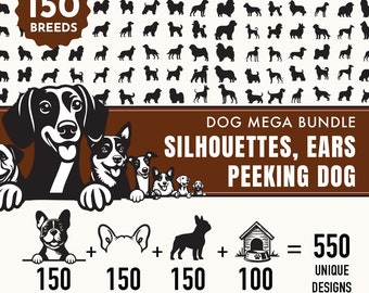Dog SVG Mega Bundle, Dog Silhouette svg, Digital Download, Dog Silhouette svg bundle,Dog Silhouette png,Dog Breed Silhouettes, Dog Breed SVG