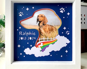 Rainbow Bridge Dachshund Memorial Shadow Box SVG, Pet Loss Gift (Digital File)