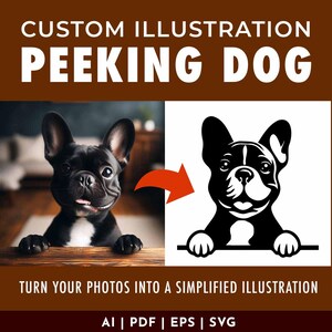 Custom Peeking Dog Illustration – Personalized from Your Dog's Photo. Final Output: Svg, Ai, Pdf, Eps