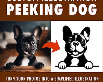 Custom Peeking Dog Illustration – Personalized from Your Dog's Photo. Final Output: Svg, Ai, Pdf, Eps