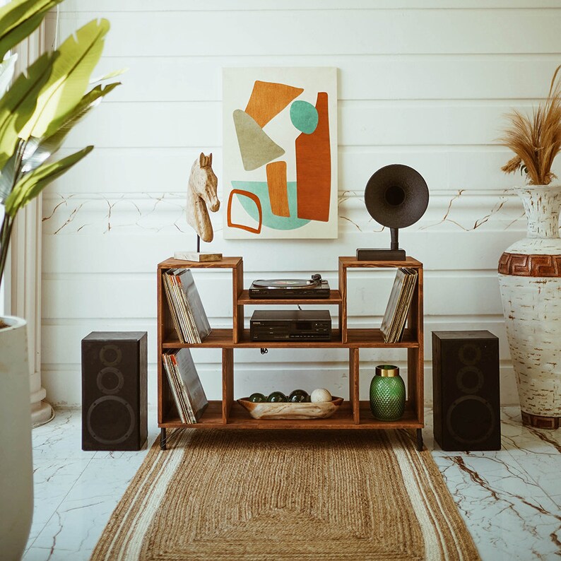 Large Record Player Stand Vinyl Record Holder Turntable Record