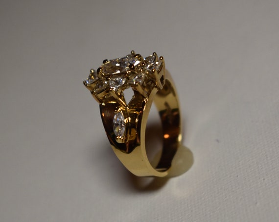 Exquisite Cocktail Ring with ~ 1CT CZ Marquise Di… - image 3