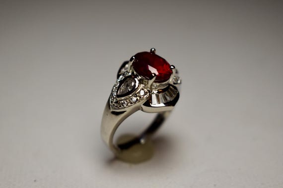 Vintage Simulated Ruby Ring, 3 Carat, size 9 - image 4