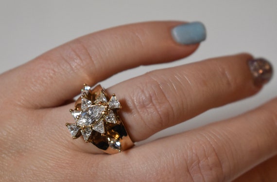 Exquisite Cocktail Ring with ~ 1CT CZ Marquise Di… - image 2