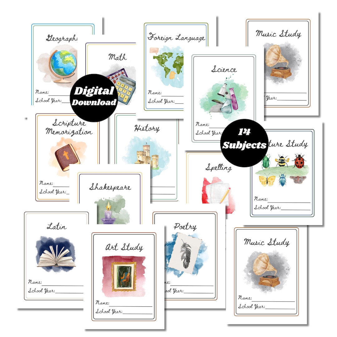 Charlotte Mason Homeschool Binder Covers: Printable Subject Planner ...