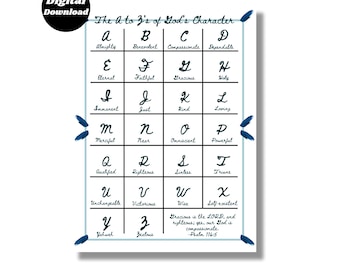 Tableau alphabétique des personnages de Dieu : outil d'apprentissage biblique (téléchargement numérique)