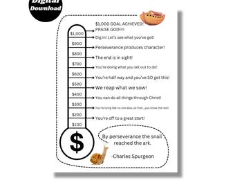 1,000 Savings Thermometer INSTANT DOWNLOAD for Emergency Funds and Savings Goal, Inspirational