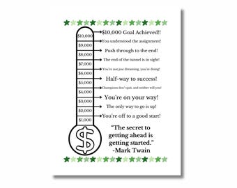 10,000 Savings Thermometer INSTANT DOWNLOAD for Emergency Funds and Savings Goal, Inspirational