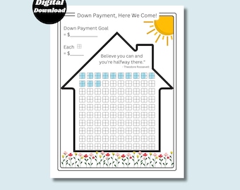 House Down Payment Savings Tracker: Visual Goal Printable (Instant Download)