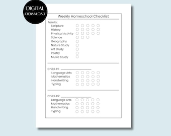 Charlotte Mason Homeschool Checklist: Simple Routine for 2 Kids (PDF Printable Planner Tracker)