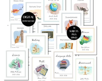 Customizable Homeschool Binder Covers, Charlotte Mason Subjects, Printable Planner, Homeschool Organization, Custom Download, Back to School