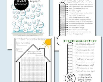 Savings Goal Tracker Bundle: Emergency Fund, Down Payment (PDF Printable Charts)
