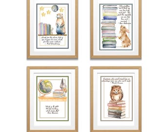 Whimsical Homeschool Prints Set: Classroom, Nursery, Playroom Decor (Digital Download, Set of 4)