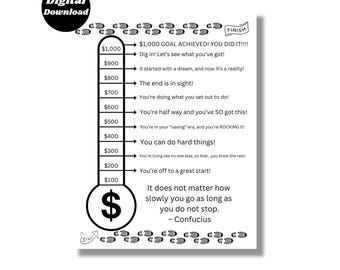 1,000 Savings Thermometer INSTANT DOWNLOAD for Emergency Funds and Savings Goal, Inspirational