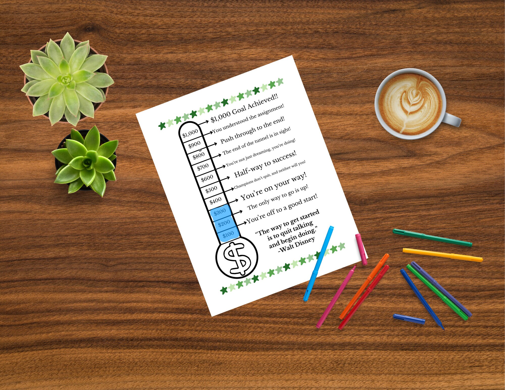 1,000 Savings Thermometer INSTANT DOWNLOAD for Emergency Funds and