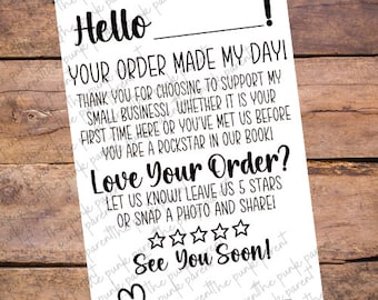 Thank You For Your Order Labels - 4x6 Thermal Label File - DIGITAL FILE