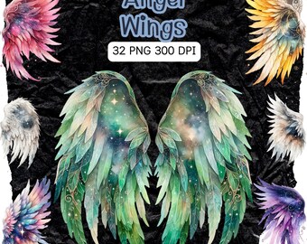 Engel Flügel Clipart: Ethereal PNG Overlays (Digitaler Download)