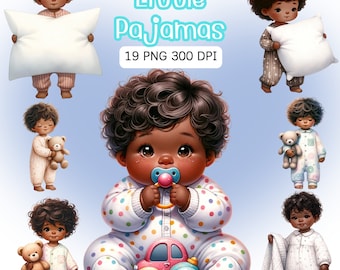 Baby Pyjama Clipart - PNG Illustrationen für Kleinkinder (digitaler Download)
