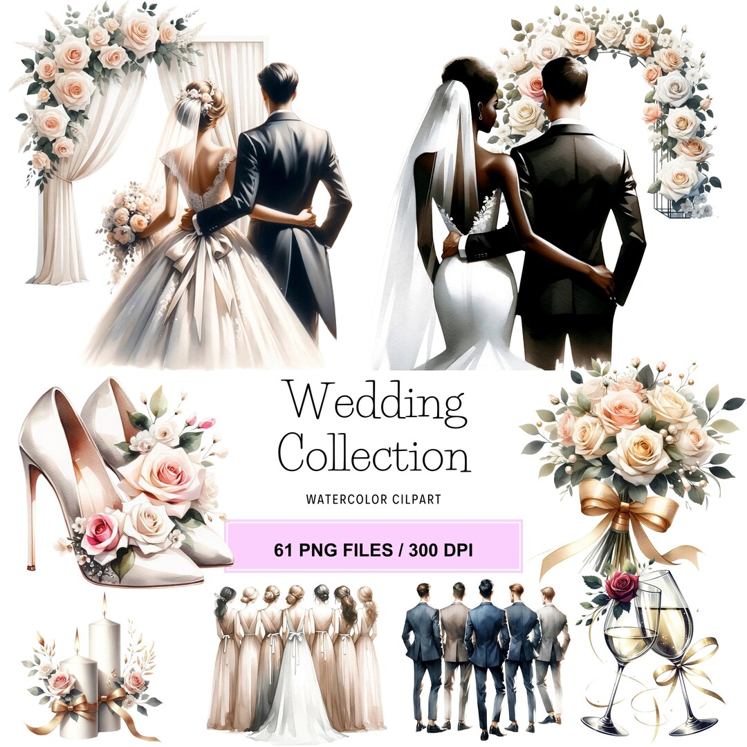 Wedding Watercolor Clipart PNG | 61 Romantic Graphics Transparent ...
