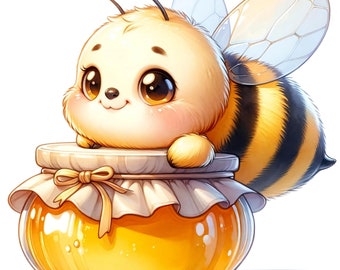 Biene und Blume Clipart: entzückende PNG Illustrationen (Digitaler Download)