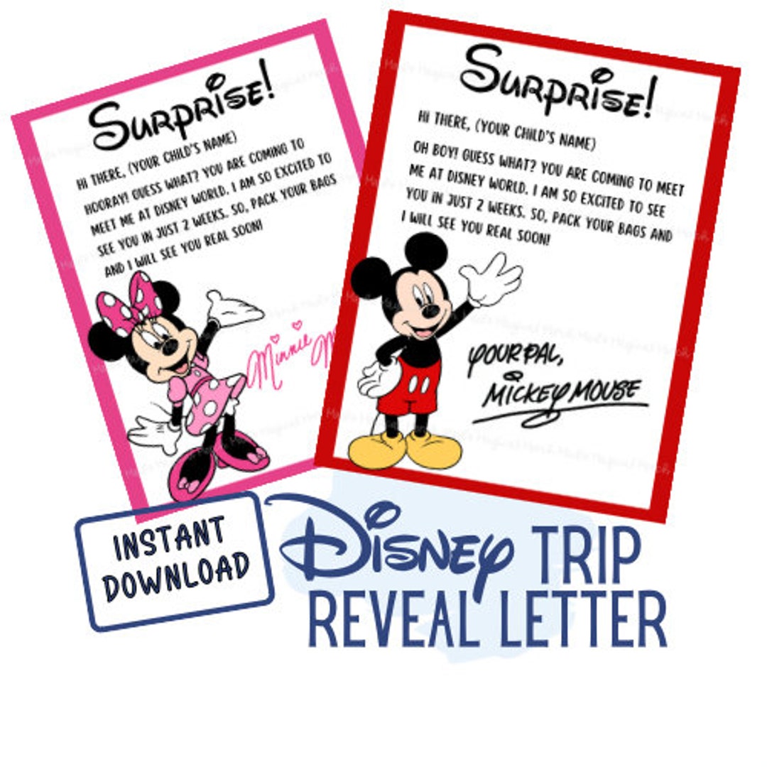 Magical Trip Surprise Letter | Mouse | Friends | Theme Park Vacation - Etsy for Free Printable Disney Surprise Letter Template