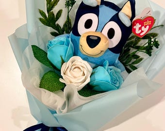 Handmade Bluey Plush Flower Bouquet – Kids Birthday Gift