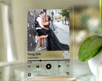 Personalisierte Musikplakette mit Ständer, Acrylmusikplakette, Valentinstagsgeschenk, benutzerdefiniertem Albumcover, personalisierter Songplakette