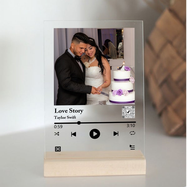 Personalized Music plaque, Acrylic Song Plaque , Light Up Music Plaque, Custom Album Cover Music Plaque, Gift for him. Valentine's Day gift.