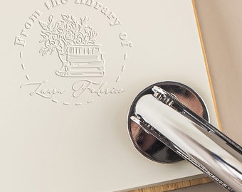 Custom Book Embosser, Embosser Stamp, From the library, Monogram Stamp, Book Lover Gift, Ex libris