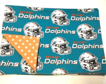 Miami Dolphins Reversible Placemats - Set of 4, Dolphins Football Decor, Miami Dolphins Gifts, NFL Placemats, Dolphins Fan Gifts, Miami FL