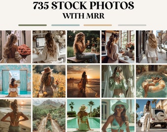 MRR Stock Photos Collection 735 Instagram Images | Faceless Digital Marketing Aesthetic Social Media Branding Imagery Master Resell Rights