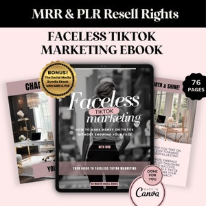 MRR Faceless TikTok Marketing eBook: PLR Resell Rights Canva Editable, Master Resell Rights E-book Guide, Digital Marketing, Done For You
