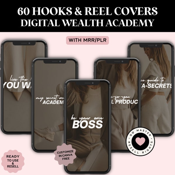 Digital Wealth Academy DWA 60 HOOKS & REEL Covers | Mrr Plr | Done for You Faceless Instagram | Passive Income Dfy | Master Resell Rights