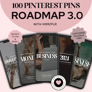 Roadmap 3.0 Pinterest Pins: 100 Faceless Templates (MRR/PLR)