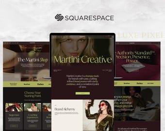 Plantilla de agencia de Squarespace, sitio web de estudio creativo, tema de portafolio editorial 7.1, lujo femenino, tienda digital, comercio electrónico, podcast.