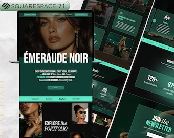 Squarespace Marketing Agency, Creative Studio Luxury Website, Bold Portfolio Template, Dark Emerald Green Modern Editorial, Frosted Glass UI