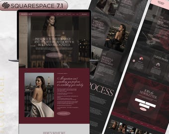 Squarespace Coach Website, Bold Luxury Template, Dark Red Burgundy Modern Editorial, Feminine Energy Life Spiritual Coach, Personal Brand