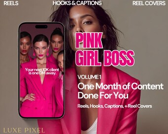 Luxe gezichtsloze rollen: Pink Girl Boss Instagram-content (digitale download, compatibel met canva)