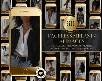 Melanin Faceless AI Stock Photos: Luxe Instagram Images (MRR)