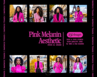 MELANIN Stock Photos Collection Instagram MRR Plr Pink Images Black Girl Boss Digital Marketing Aesthetic Stock Social Media AI Black Women