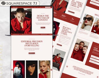 Squarespace Luxury Red Website, Bold Portfolio Template for Coaches, Modern Editorial, Personal Brand, Creative Studio, Marketing Agency