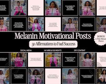 Melanin Motivational Instagram Posts: 50 Affirmations (MRR/PLR)