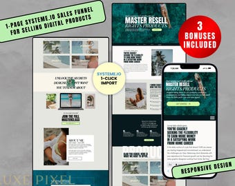 1-Page Systeme.io Sales Funnel Template MRR Master Resell Rights DFY Systeme io Website Digital Products Coach Mentor Course Landing Page