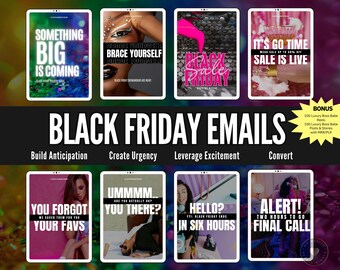 Black Friday Email Templates: Sales Promo Bundle, Canva Design (MRR)