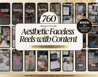 FACELESS REELS Bundle MRR Plr Luxury | Aesthetic Videos Social Media | Done for You Reels Caption Instagram TikTok Dfy Master Resell Rights