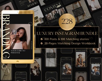 Instagram Branding Bundle: 100 Posts, Stories, Workbook (Canva Template)