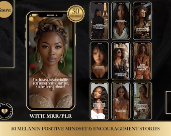 MELANIN MINDSET MOTIVATIONAL Stories Mrr Instagram | Black Girl Luxe Stock Photos | Done for You Black Women Luxury Master Resell Rights Dfy