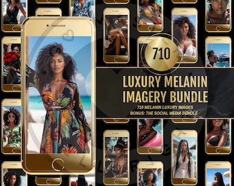 Lyxiga melanin-stockfoton: 710+ AI-bilder, MRR/PLR (digital nedladdning)
