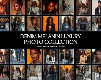 Denim Melanin Stock Photos: Luxe Black Women Branding (Digital Download)