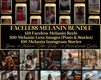 Faceless Melanin Reels Bundle: Lyxiga stockbilder, Instagram Stories (MRR)